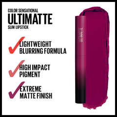 Maybelline Color Sensational Ultimatte labial nude suave, acabado cómodo y ligero.