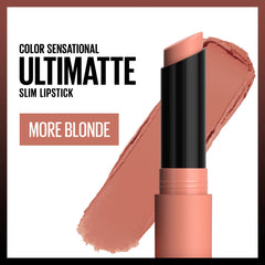 Maybelline Color Sensational Ultimatte tono café, pigmento intenso para labios con presencia duradera.