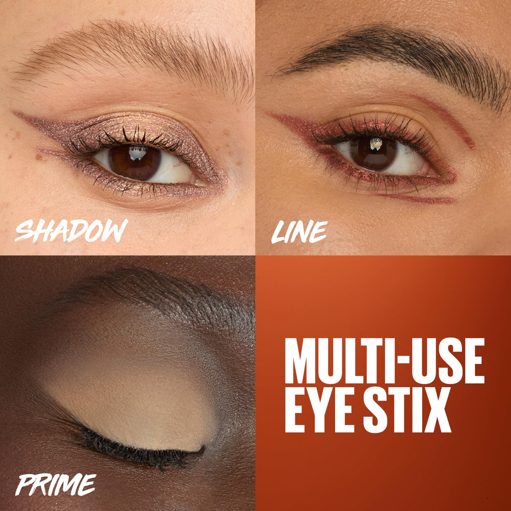 MAYBELLINE Color Tattoo Eye Stix duración de 24 horas en un solo producto.