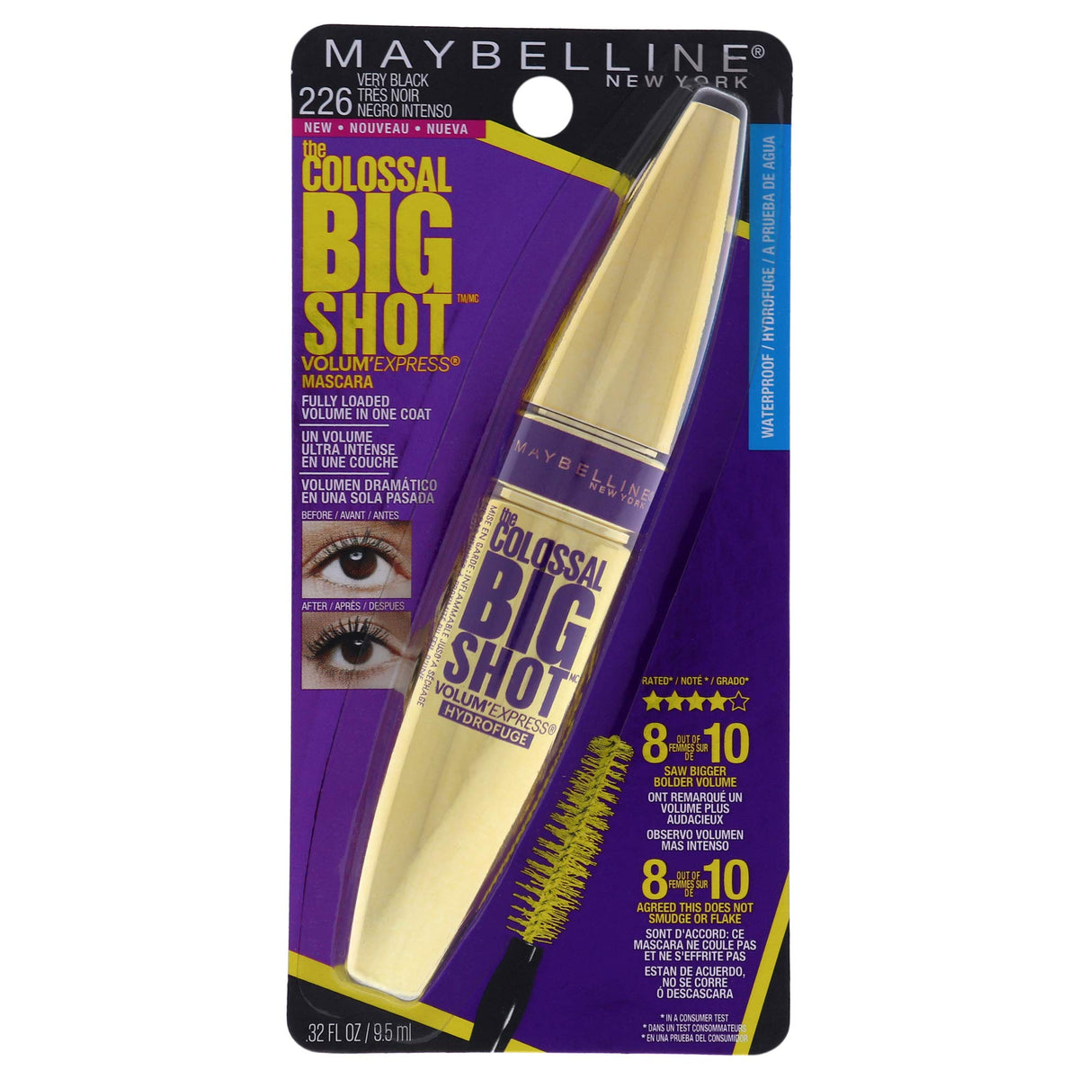 Envase de Maybelline Colossal Big Shot para presentación atractiva y volumen inmediato