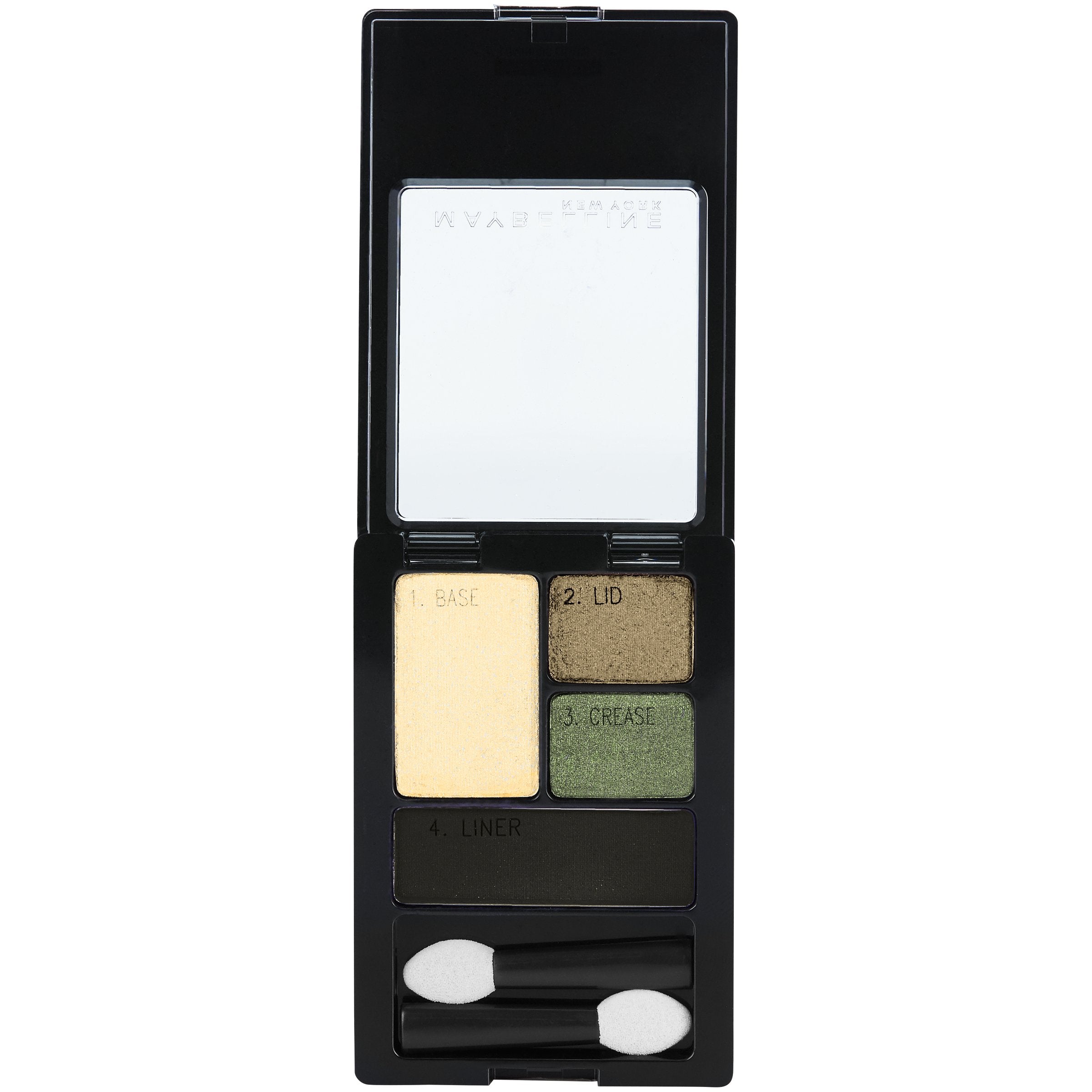 Maybelline cuadros de sombras, humos esmeralda, difuminados con facilidad para ojo definido.
