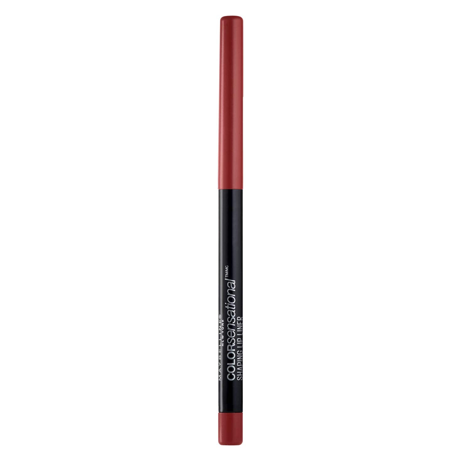 Delineador Maybelline autoafilante en tono rojo ladrillo para definición duradera.