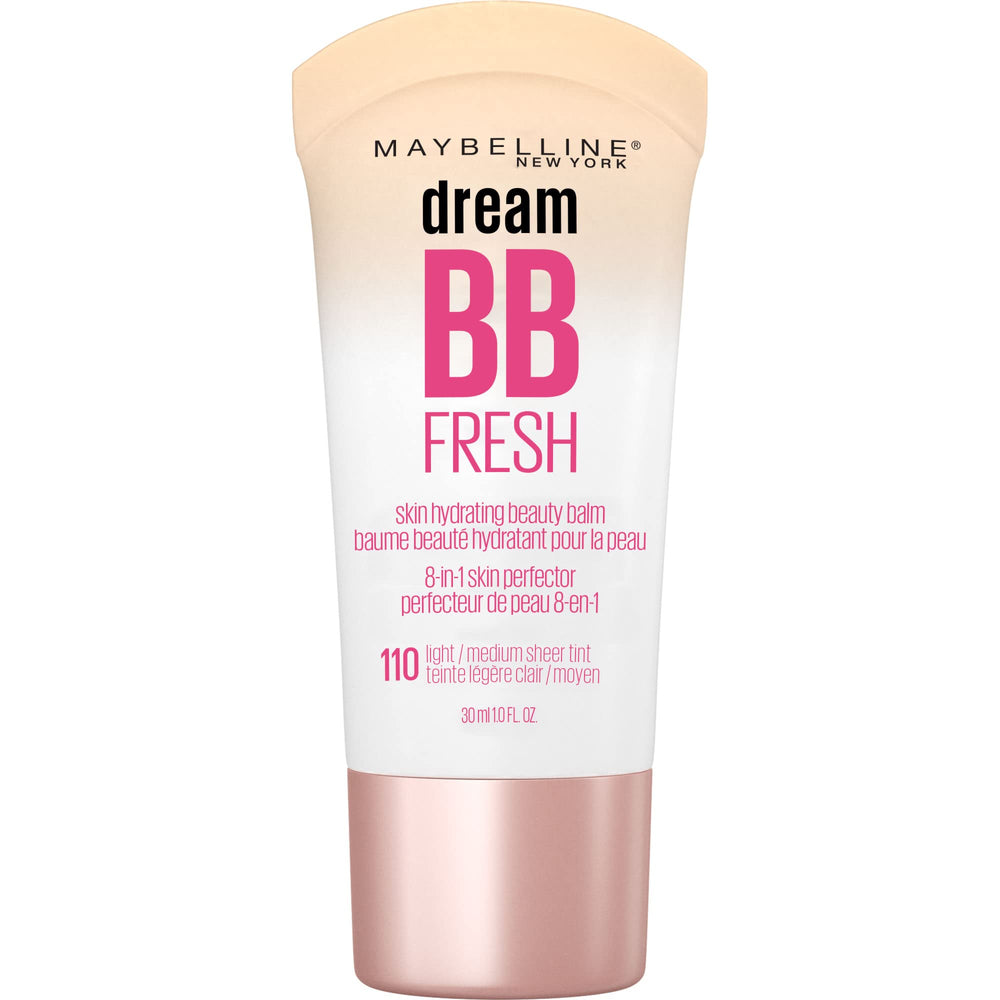 Maybelline Dream Fresh BB crema, botella elegante para un acabado ligero y natural.