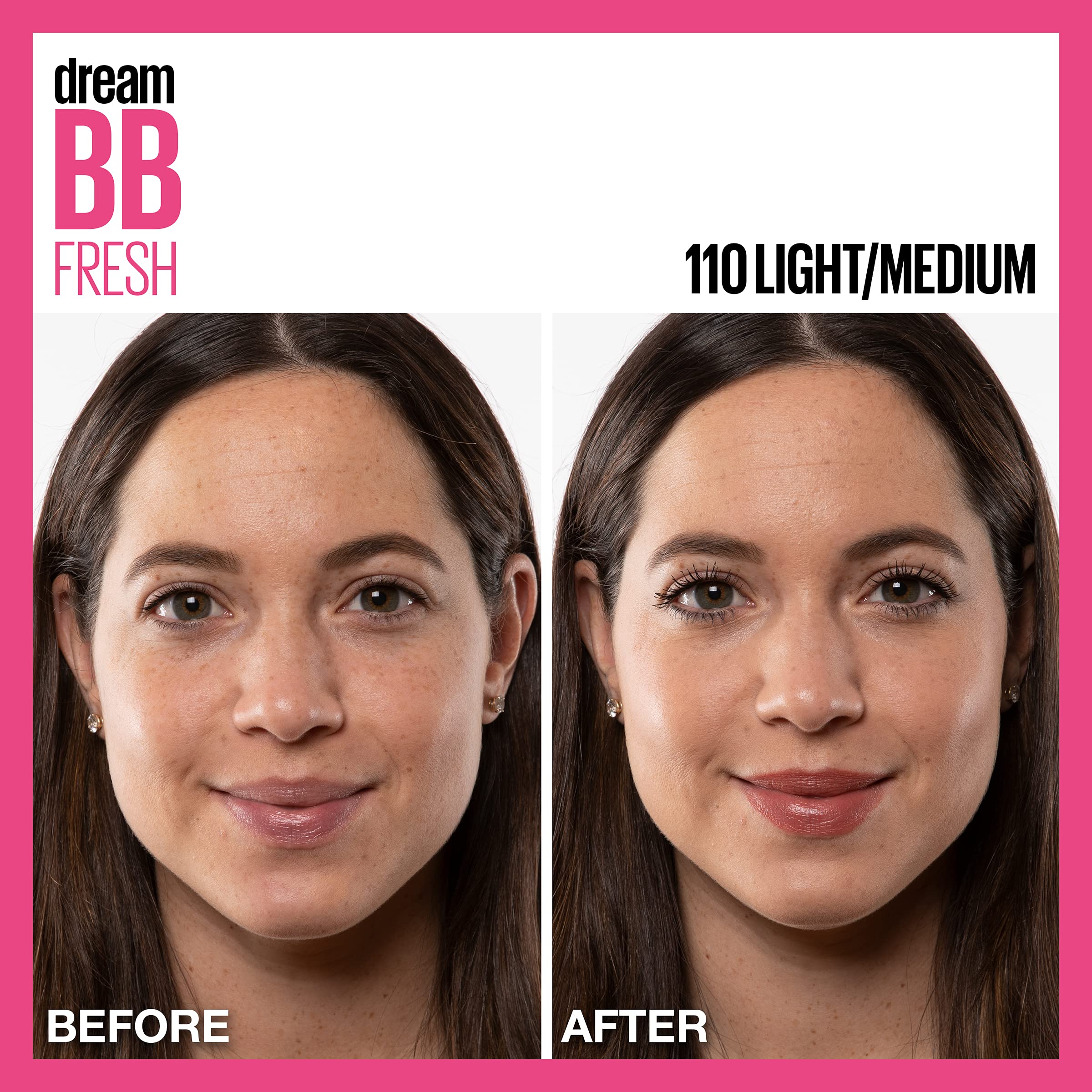 Maybelline Dream Fresh BB crema, difumina poros y rojeces leves para un look limpio.