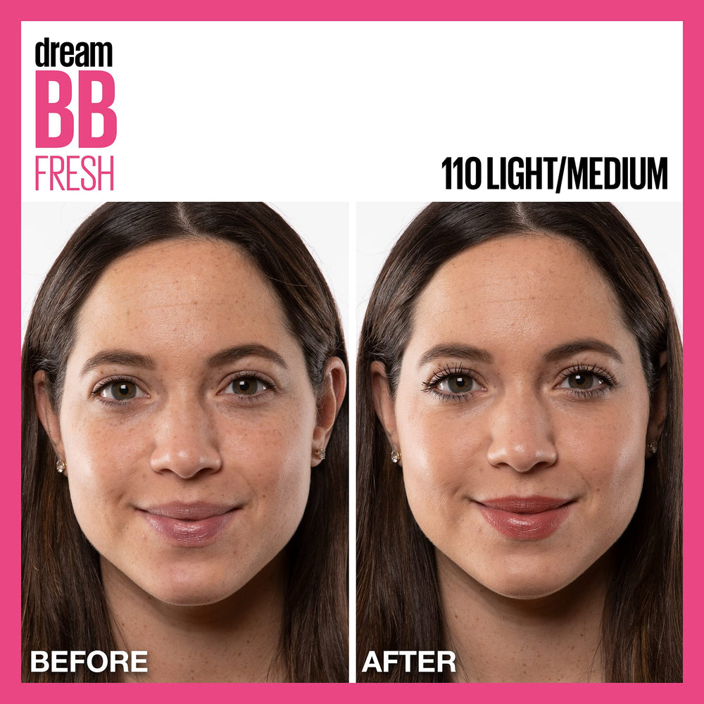 Maybelline Dream Fresh BB crema, difumina poros y rojeces leves para un look limpio.