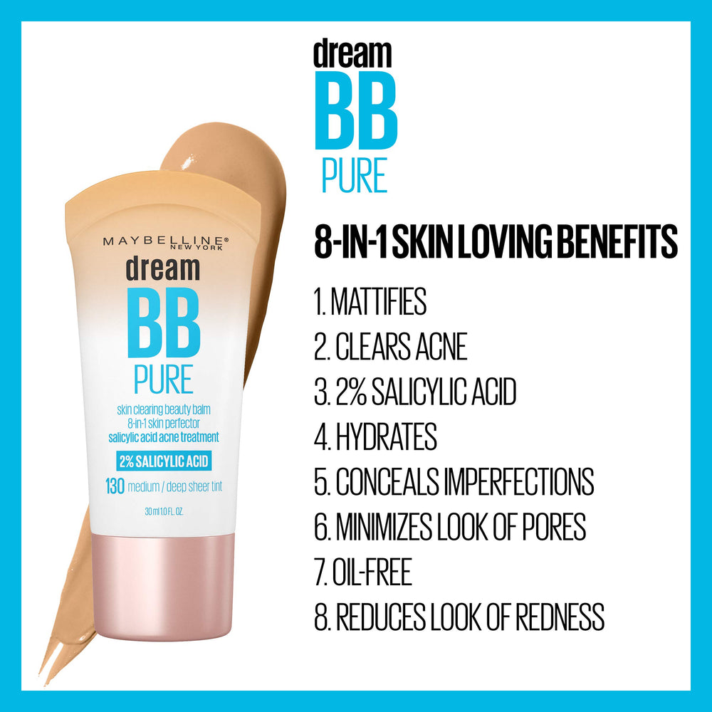 La Maybelline Dream Pure BB Cream minimiza poros para una piel suave.