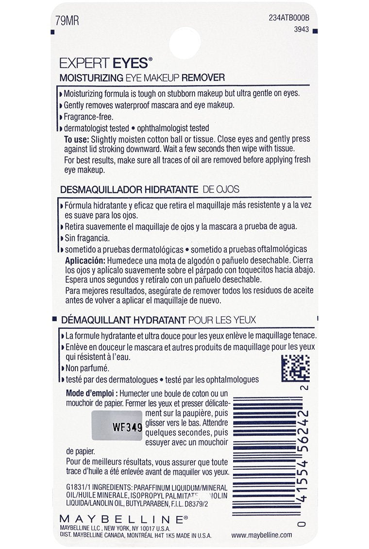 Fórmula hidratante de Maybelline Expert Eyes cuida el contorno de ojos durante la limpieza.
