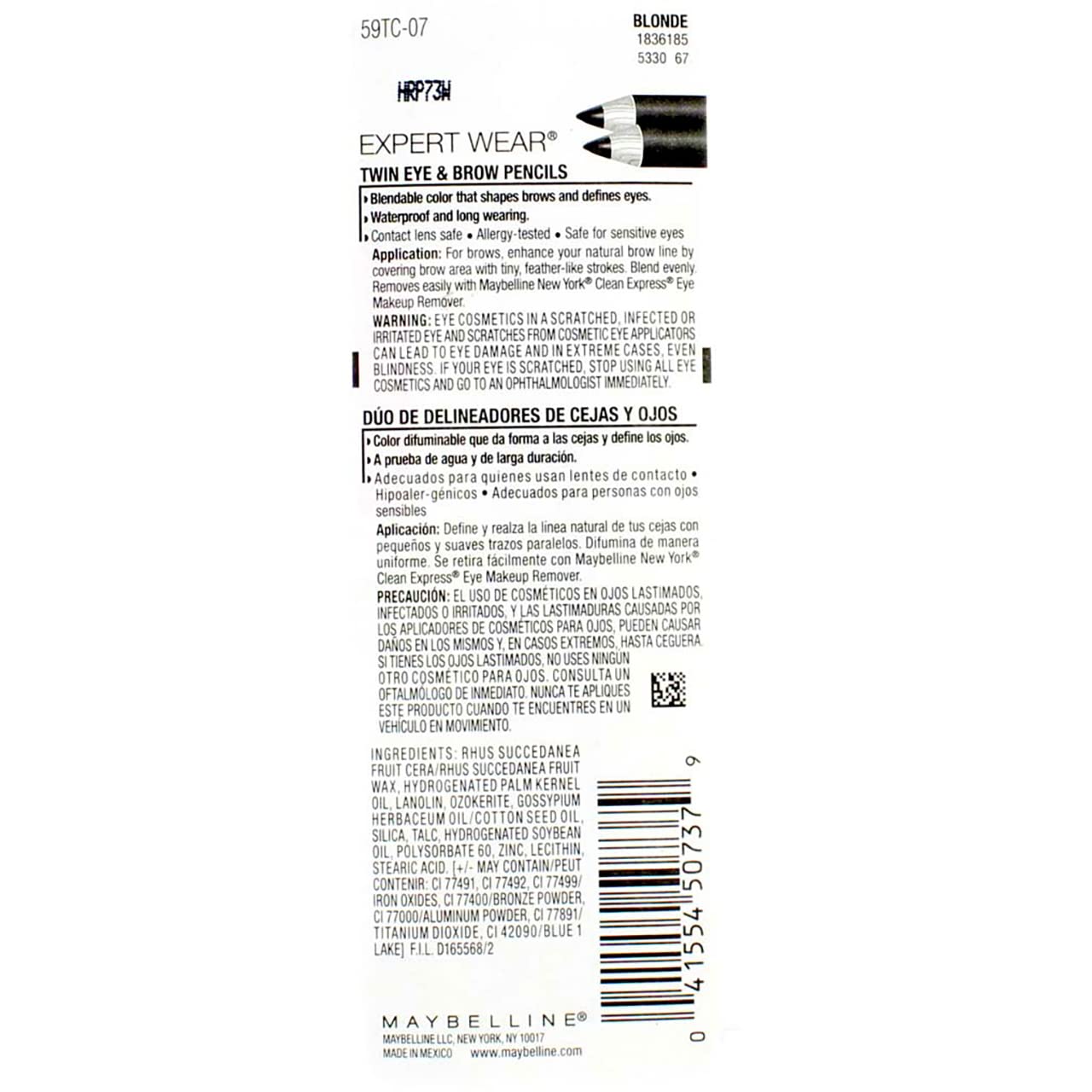 Maybelline Expert Eyes lapiz-cejas-ojos rubia-107, textura cremosa deslizamiento suave