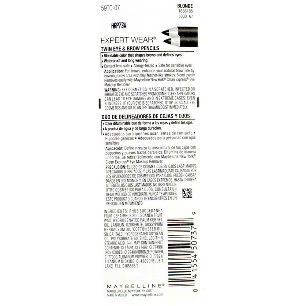 Maybelline Expert Eyes lapiz-cejas-ojos rubia-107, textura cremosa deslizamiento suave