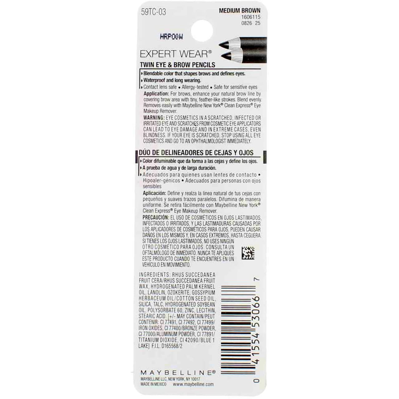 Maybelline Expert Eyes Twin Brow Pencil used on brows for natural definition.