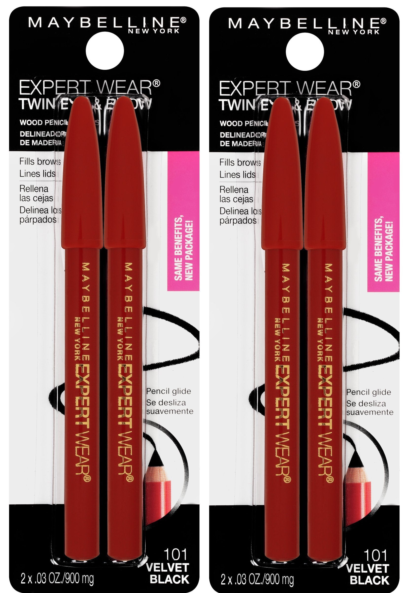 Maybelline Expert Wear lapiz doble cejas ojos negro aterciopelado para delinear y definir cejas.