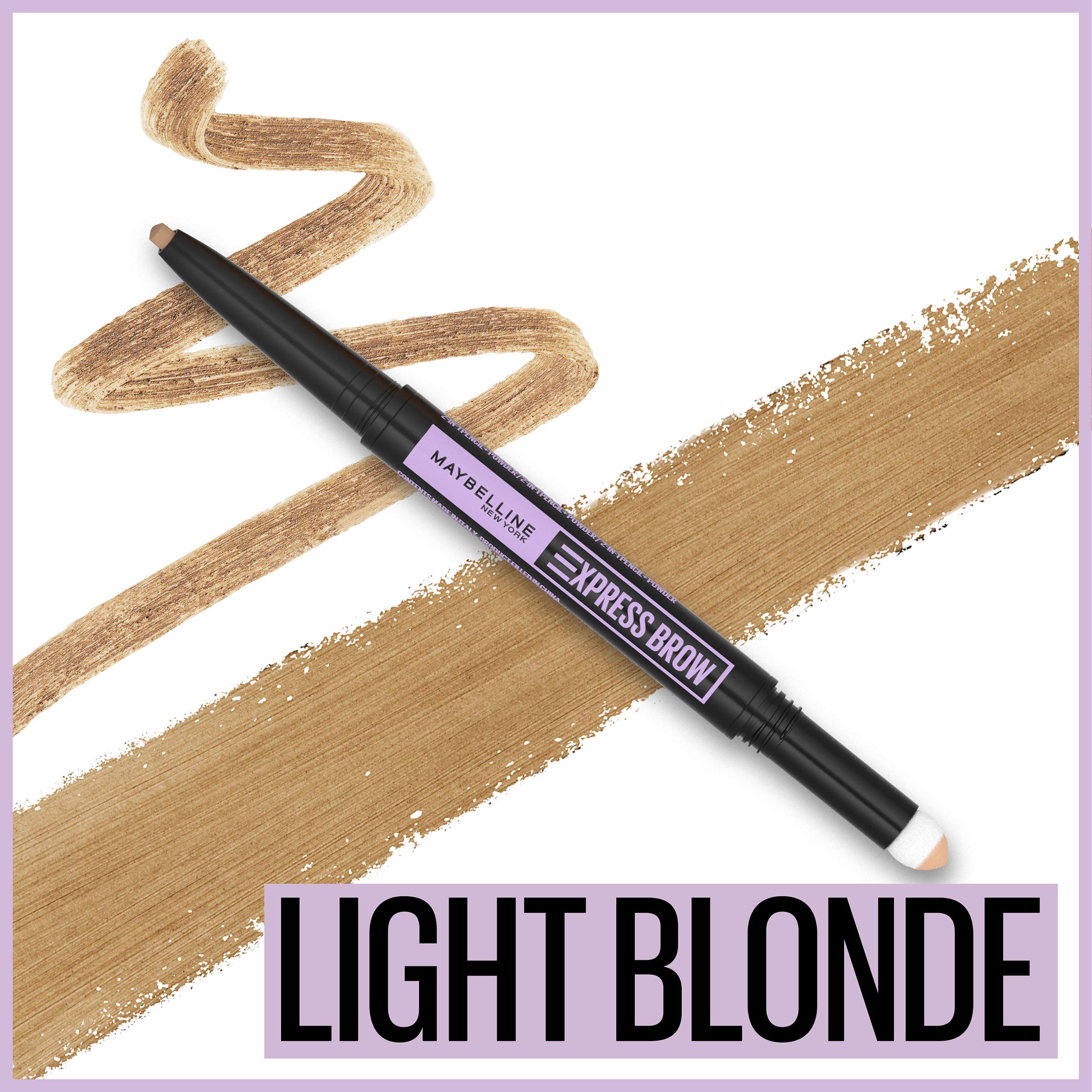 Maybelline Express Brow: esponja con polvo integrada para rellenar y suavizar cejas.