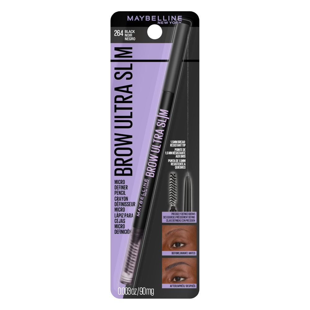 Maybelline Express Brow Ultra Slim con punta 1.5 mm para trazos precisos.