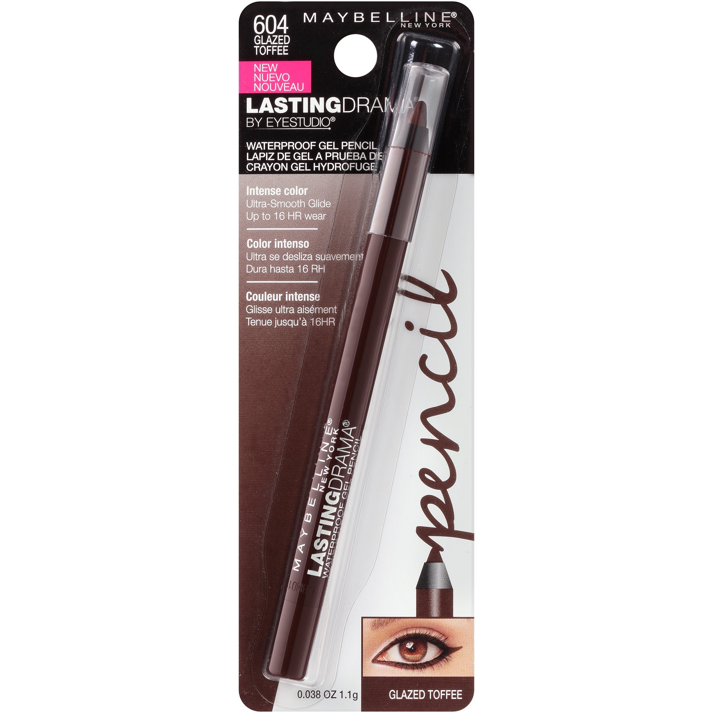 Maybelline Eyestudio delineador gel, aplicación suave en tono marrón Toffee Glaseado.