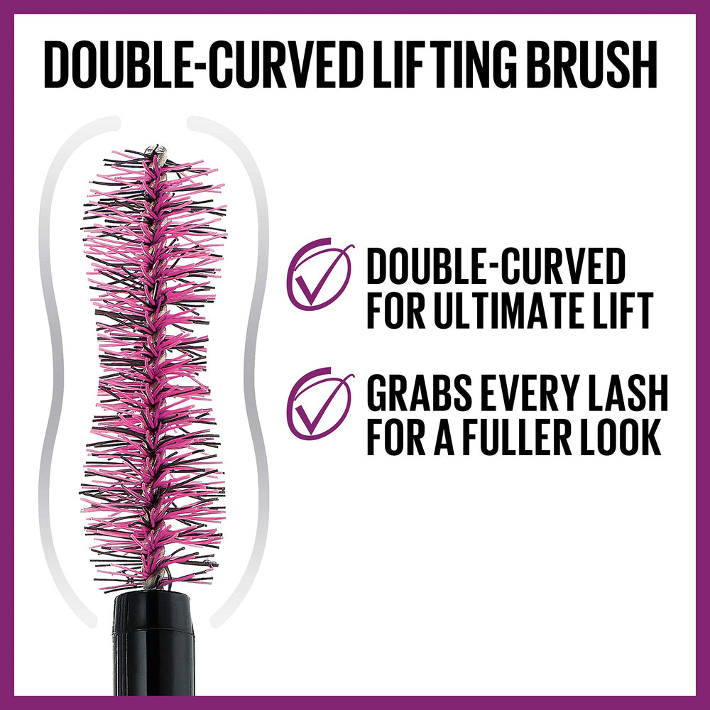 Maybelline Falsies Lift Mascara cepillo curva doble para elevación y separación.