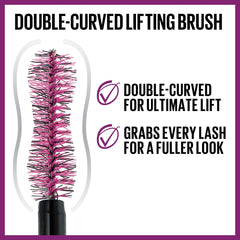 Maybelline Falsies Lift Mascara cepillo curva doble para elevación y separación.
