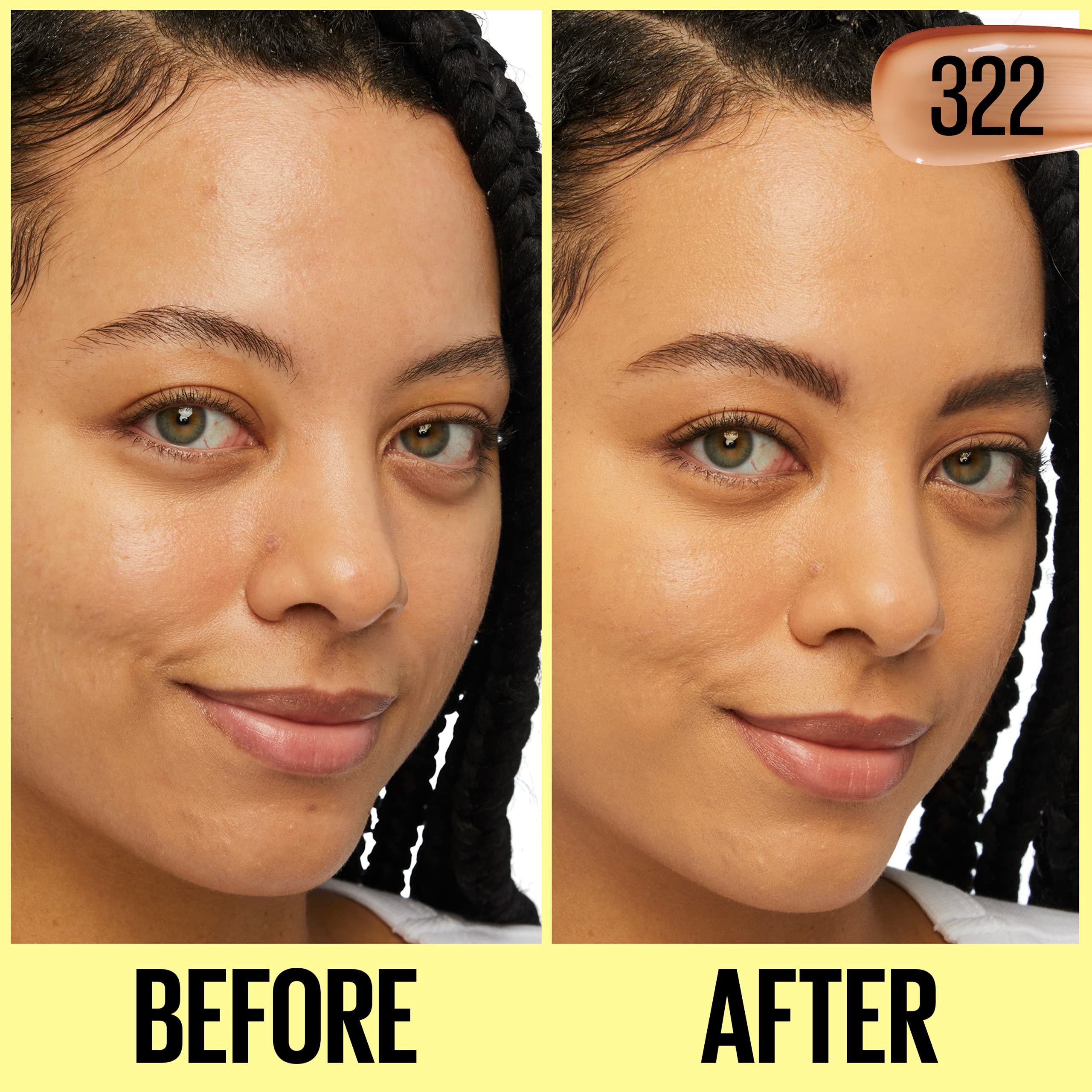 Prueba Maybelline Fit Me tono 322 en piel real para balance natural.