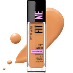 Maybelline Fit Me Dewy + Smooth: botella de base hidratante para tono natural.