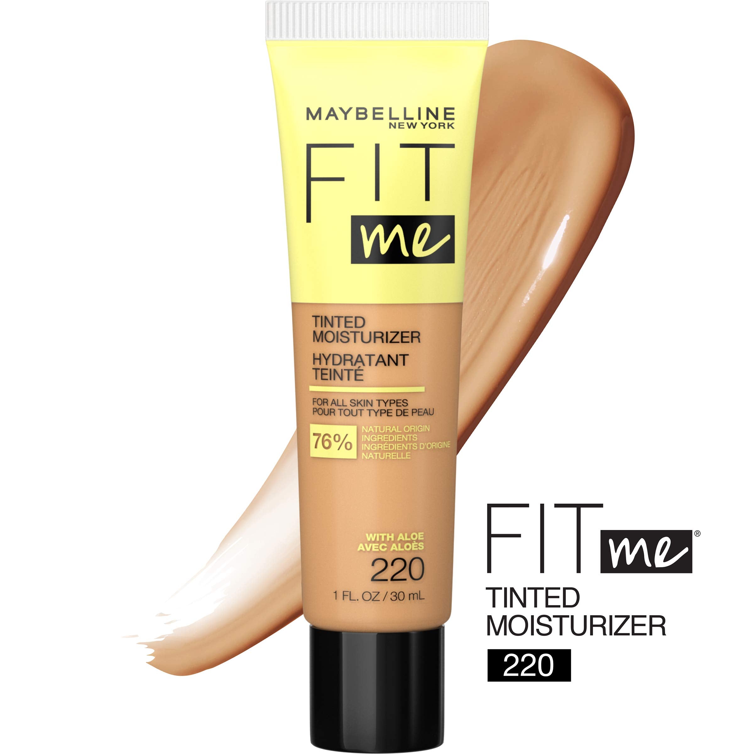 Maybelline Fit Me con Aloe, hidratación de 12 horas para piel fresca.