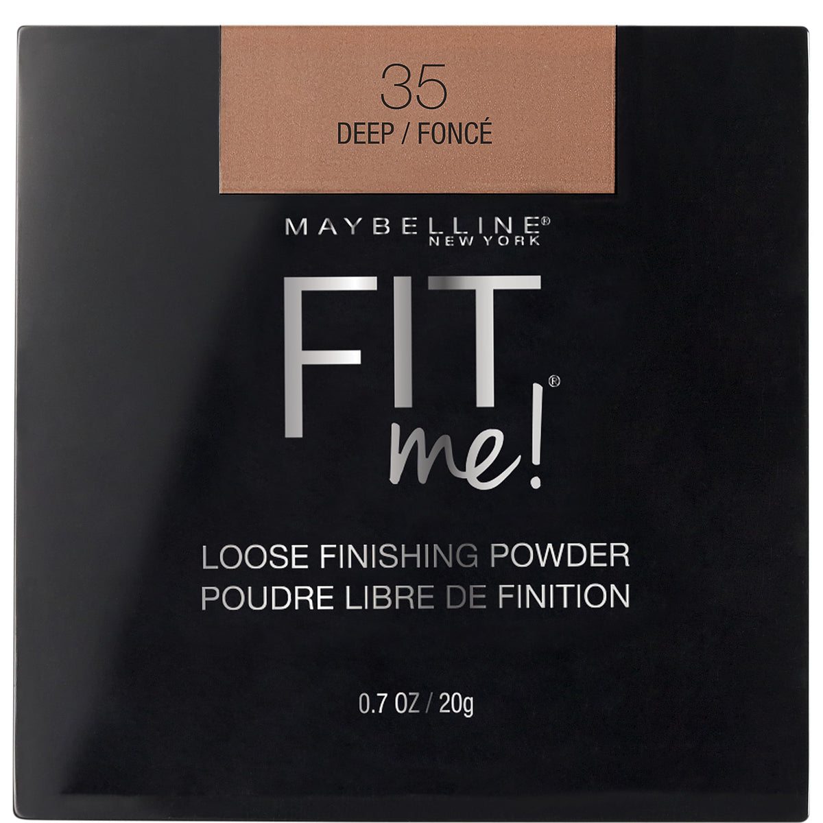 MAYBELLINE Fit Me Loose polvo fijador tono Deep: empaque visible para controlar brillos