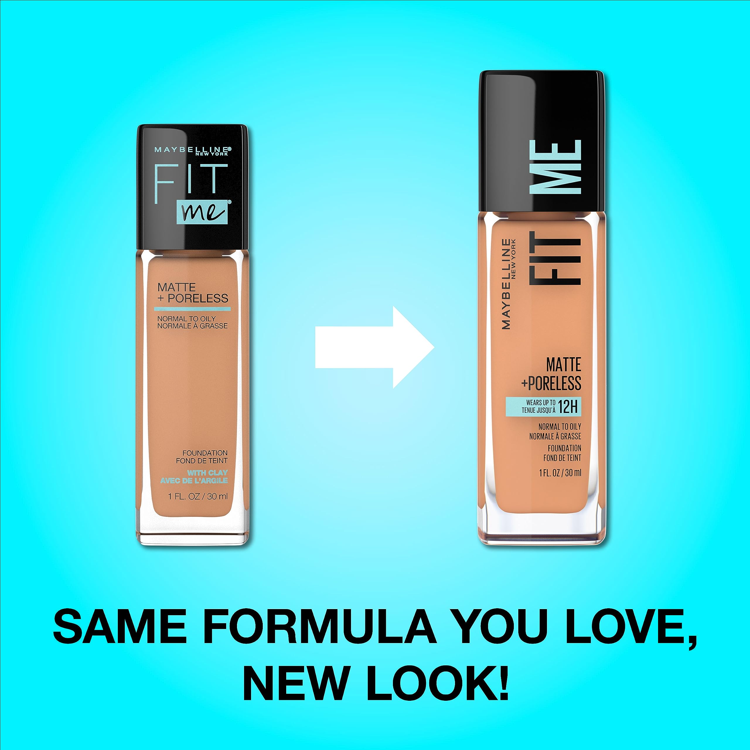 Maybelline Fit Me Matte + Poreless: aplicador-difuminado, cobertura media para piel normal a grasa.