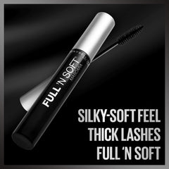 Maybelline Full 'N Soft Mascara: fórmula con vitamina E para pestañas nutridas.