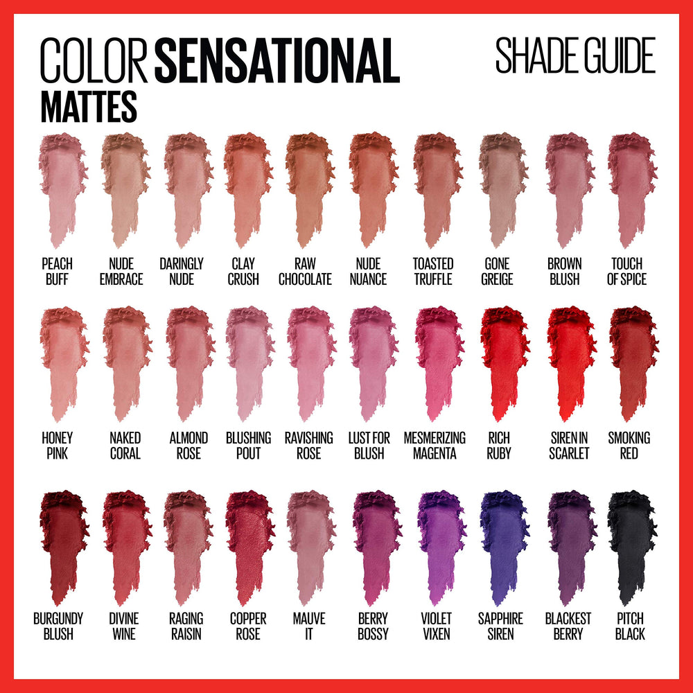 Muestra rojo de Maybelline Color Sensacional para un efecto audaz.