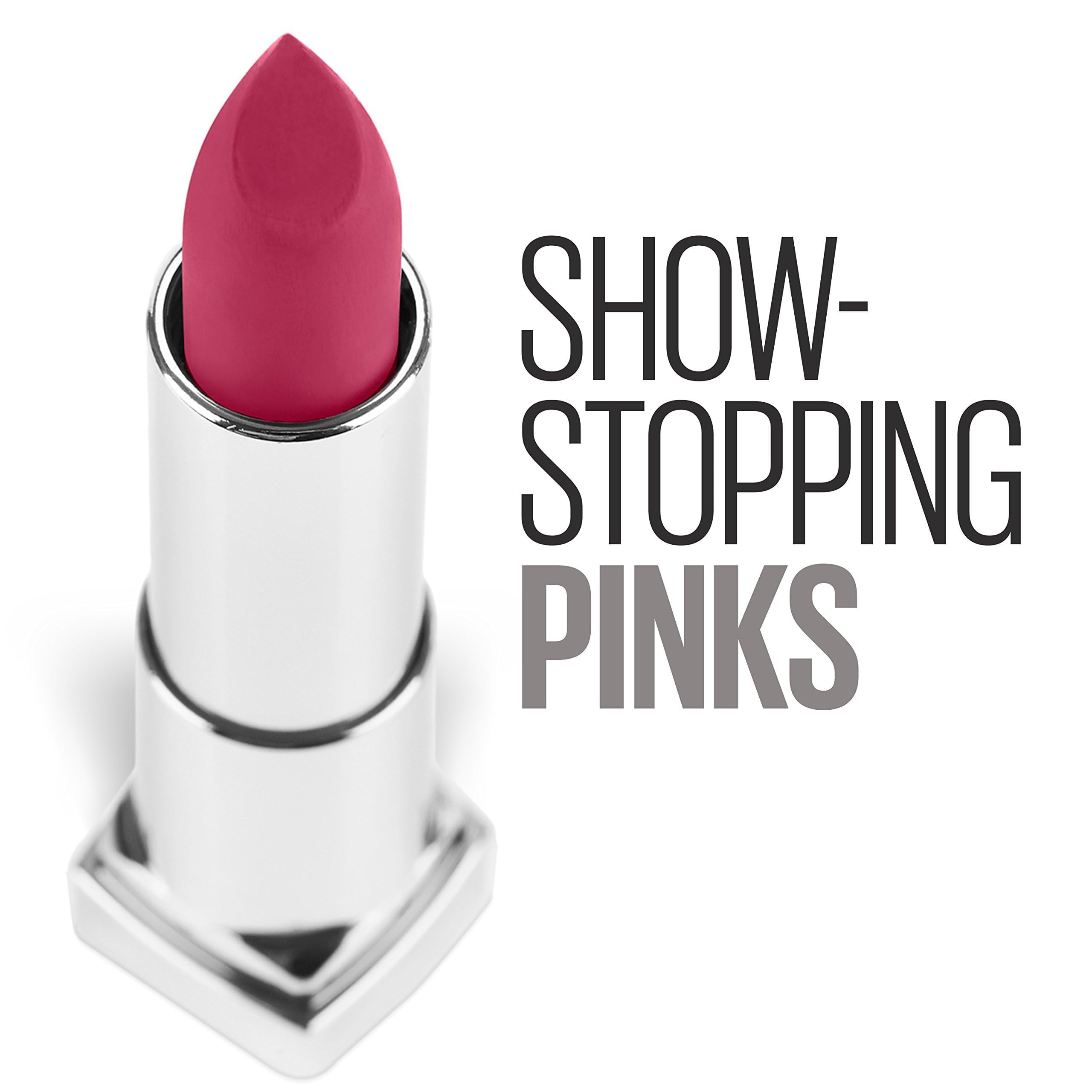Maybelline Labial Sensacional, rosa mate con pigmento audaz para destacar.