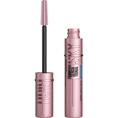 Maybelline Lash Sensational Sky High con aplicador de torre flexible para volumen uniforme desde la raíz.