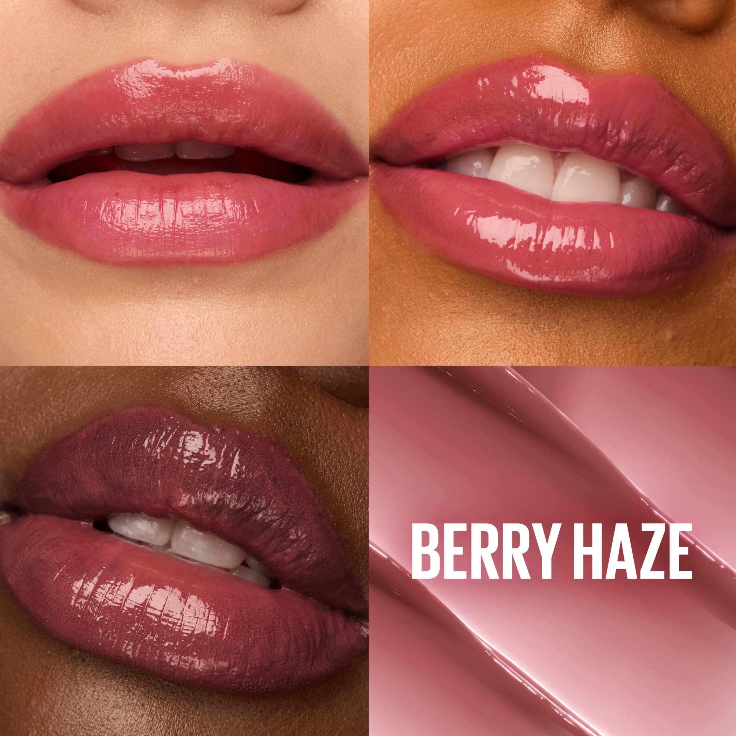 Aplicador de Maybelline Lifter Glaze aplicado para brillo suave en labios.