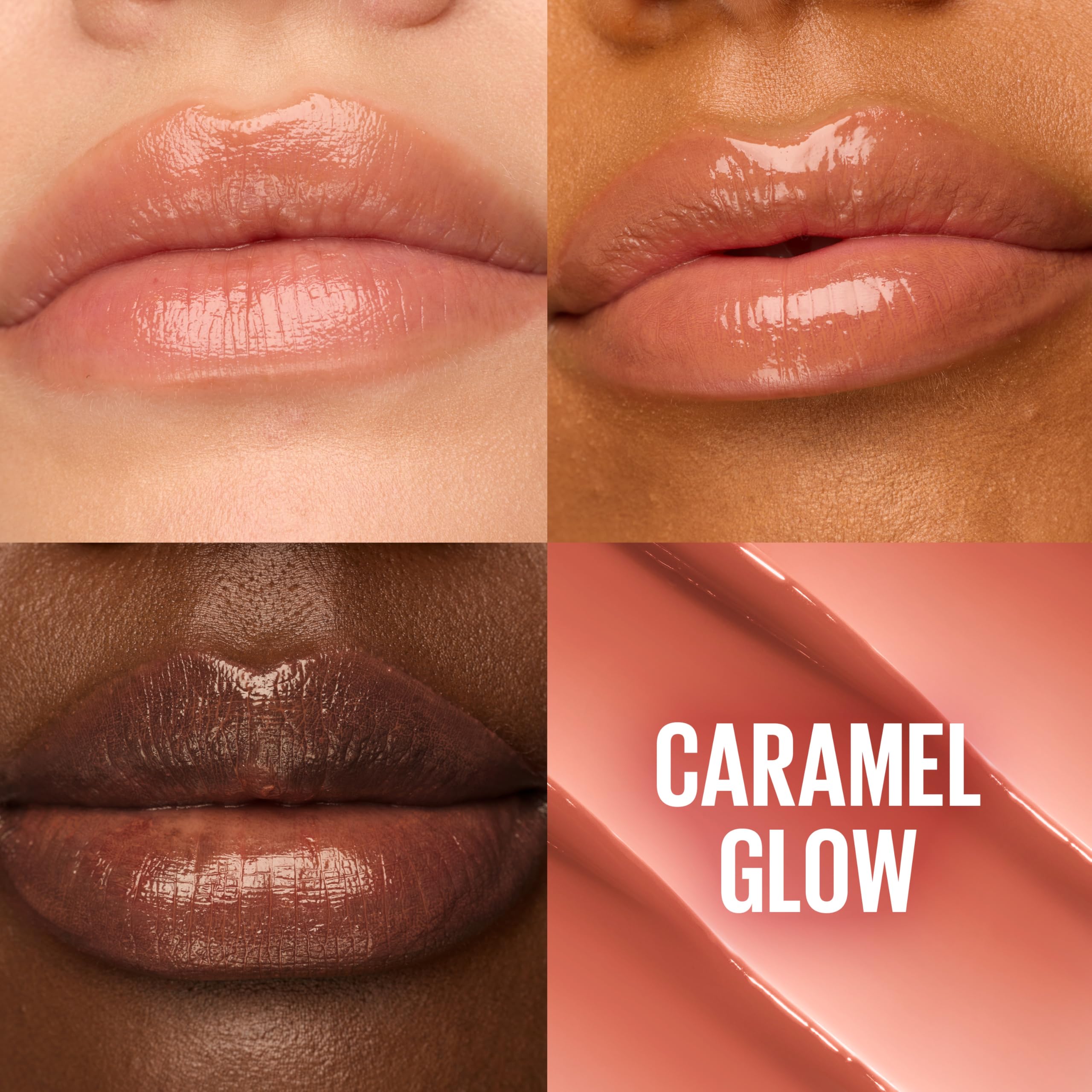 Maybelline Lifter Glaze aplicado suavemente, brindando brillo sedoso en labios.