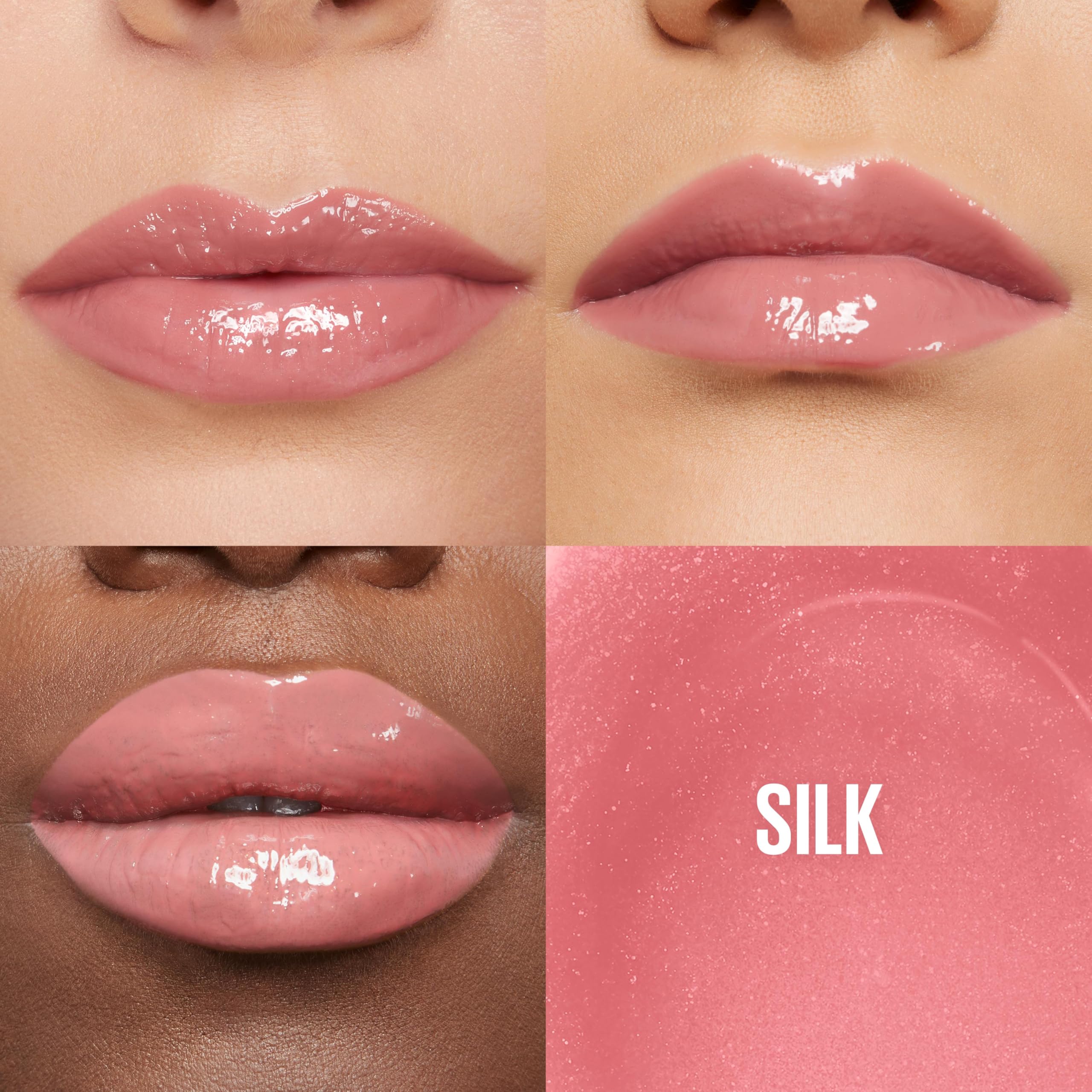 Aplicación suave de Maybelline Lifter Gloss con ácido hialurónico en labios.
