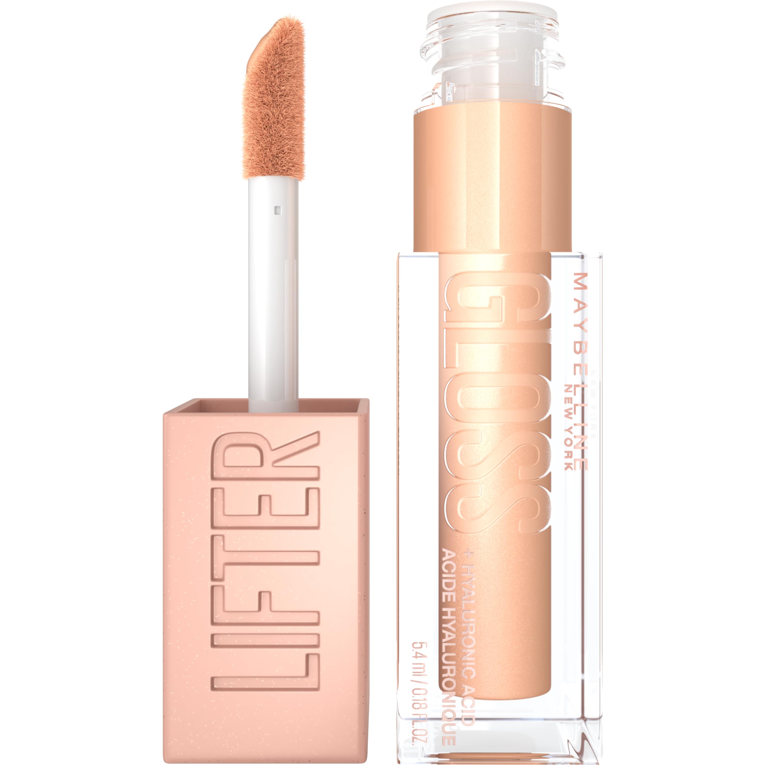 Maybelline Lifter Gloss con aplicador XL ofrece labios brillantes e hidratados.
