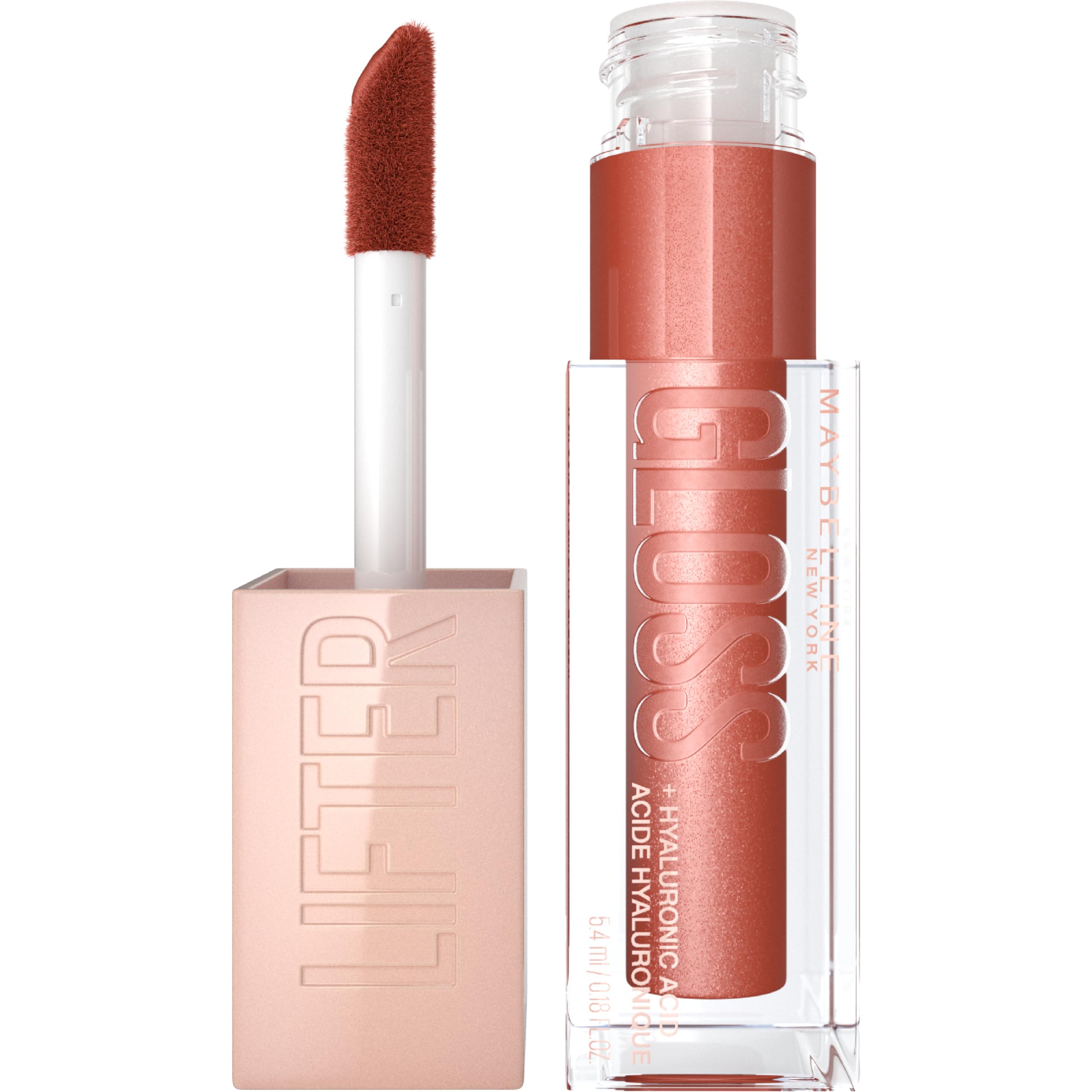Maybelline Lifter Gloss Topaz, brillo hidratante para labios más llenos.