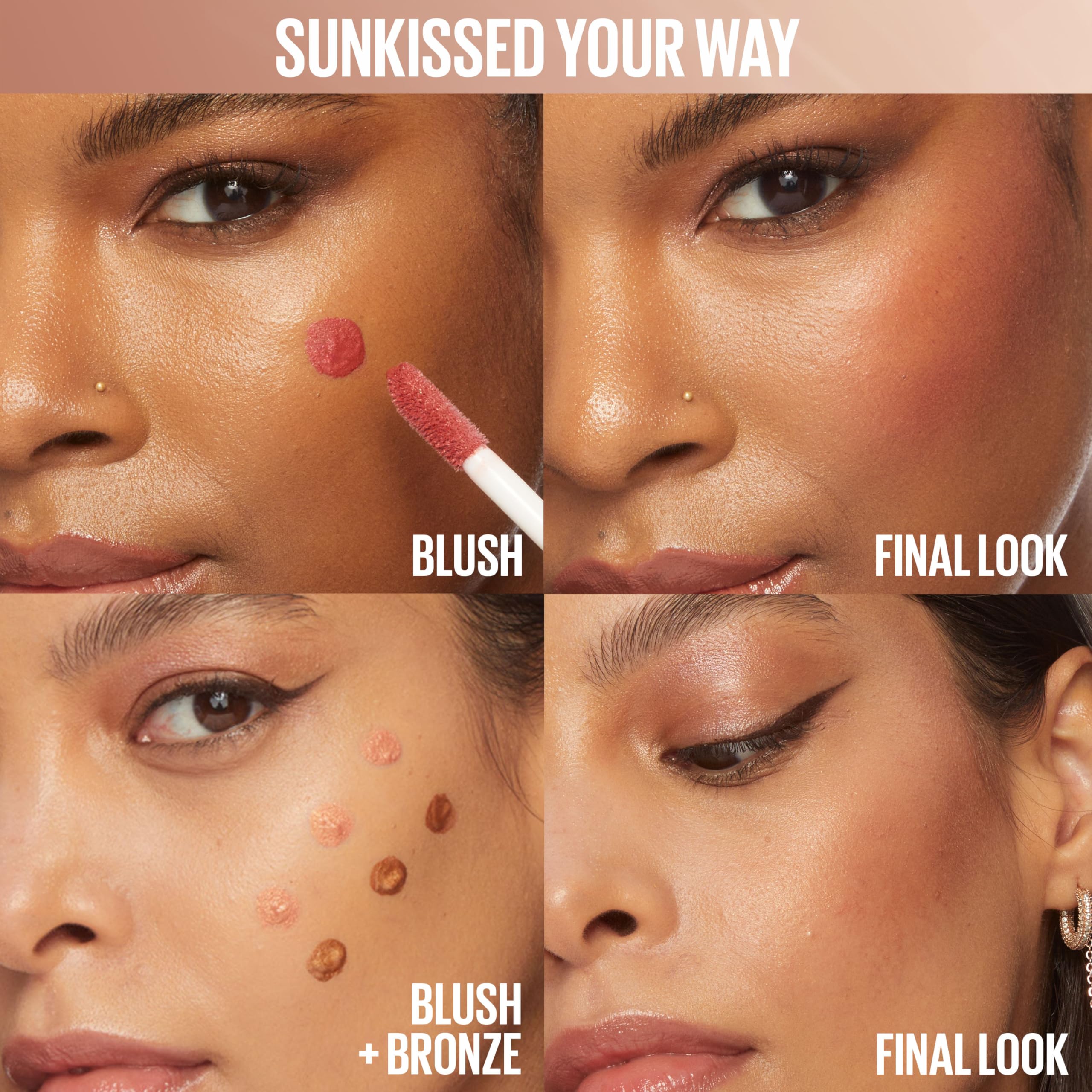 Maybelline Sunkisser: fórmula con vitamina E para cuidar la piel durante la aplicación.