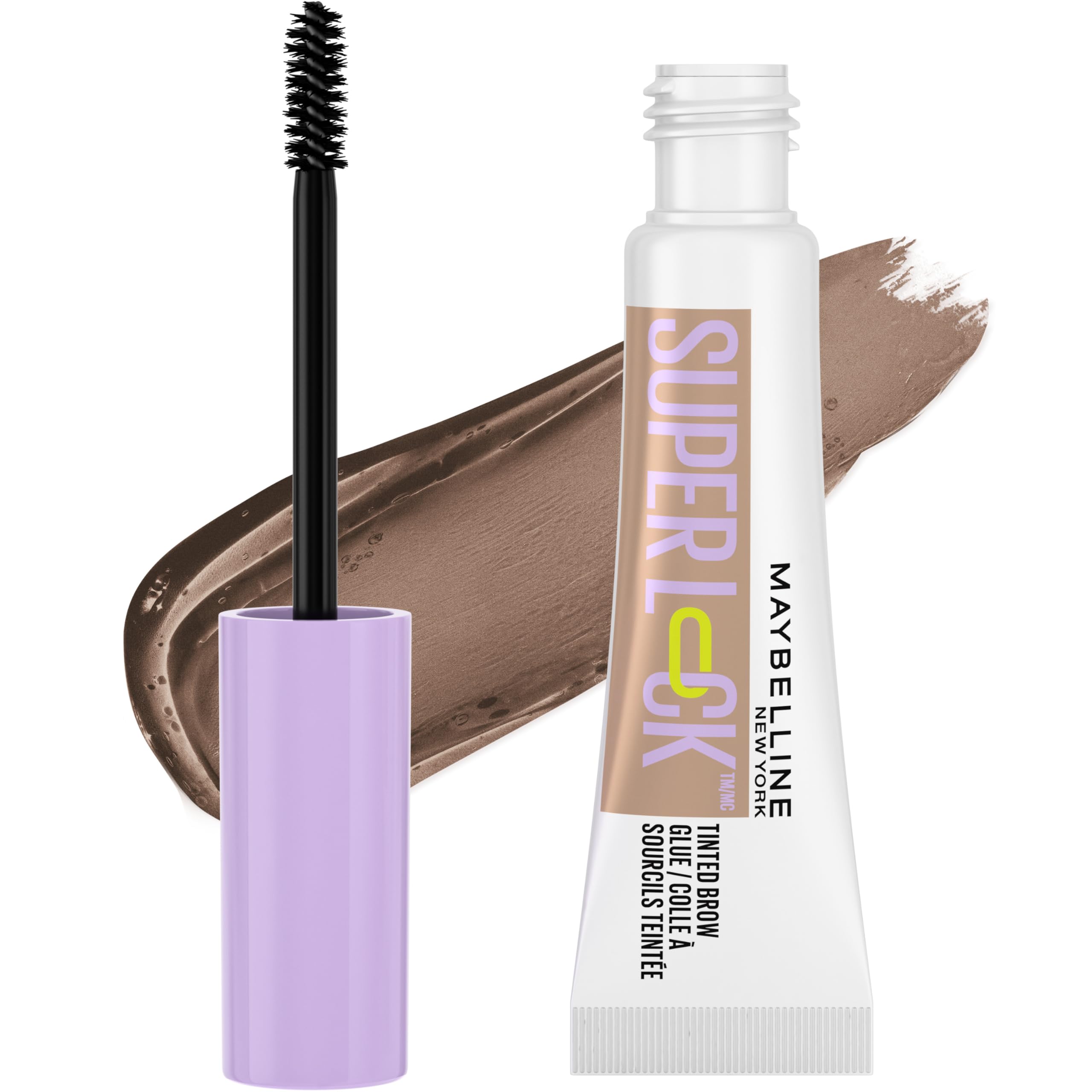 Maybelline Super Lock Brow Glue avec sa brosse pour un modelage précis