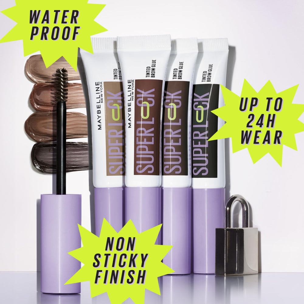 Maybelline Super Lock Brow Glue textura ligera para cejas definidas sin peso.