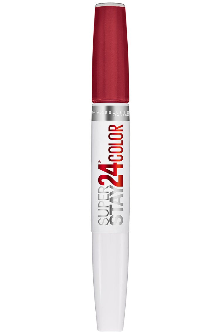 Maybelline Super Stay 24: aplicación en dos pasos para color duradero.