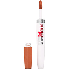 MAYBELLINE Super Stay 24, pintalabios líquido de dos pasos en cobre brillante, color duradero.