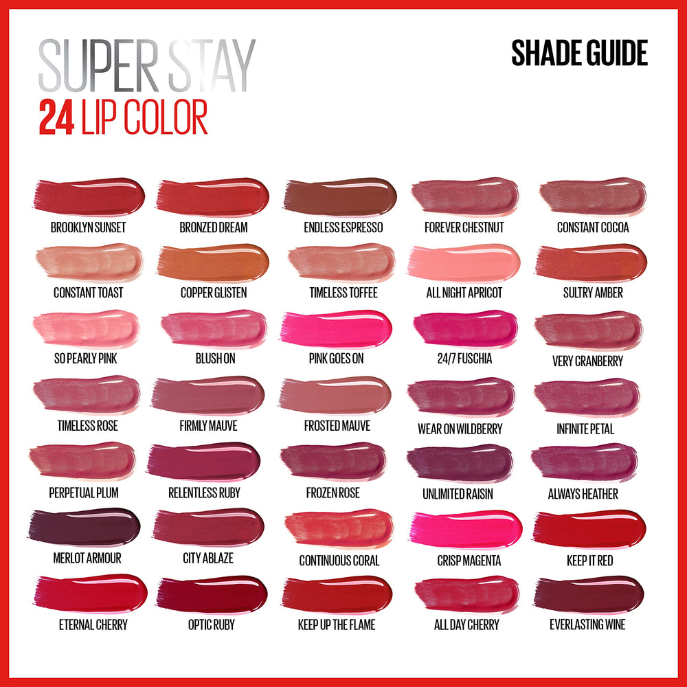 Maybelline Super Stay 24: textura pigmentada que desliza y aporta brillo