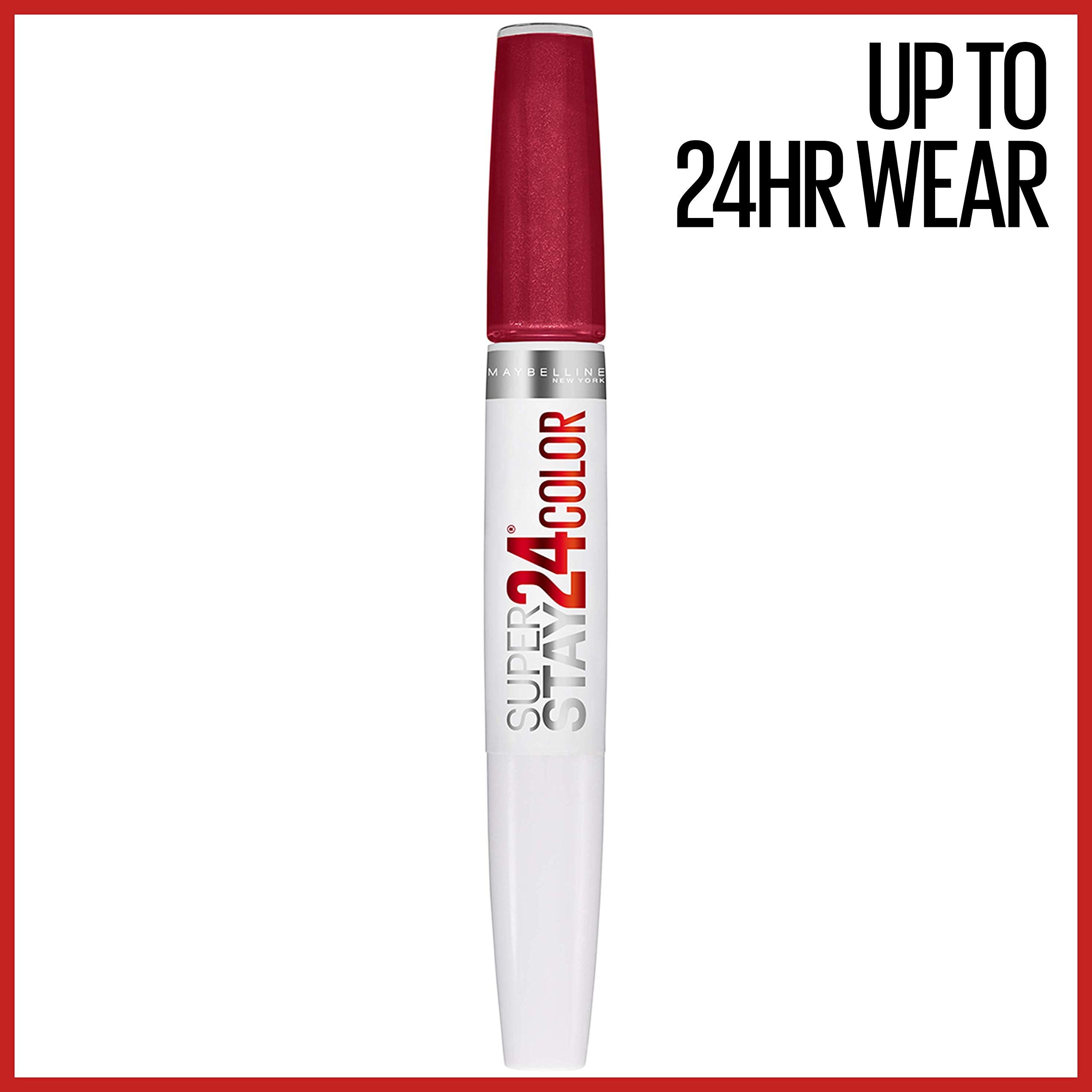 MAYBELLINE Super Stay 24 tono cereza con acabado vibrante y duradero.