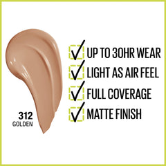 Aplicación suave de Maybelline Super Stay para un tono uniforme