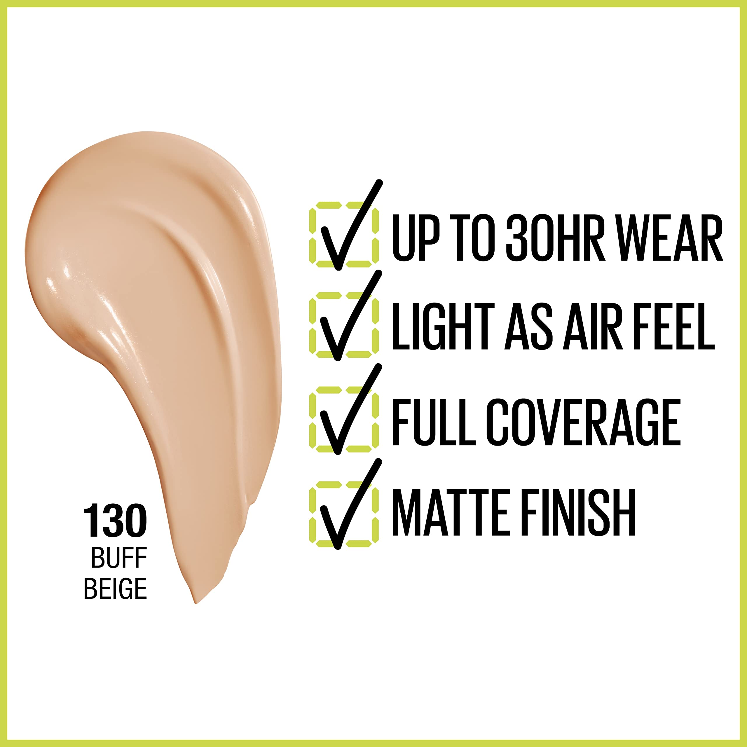 Maybelline Super Stay: textura ligera y aplicación suave para un acabado natural.