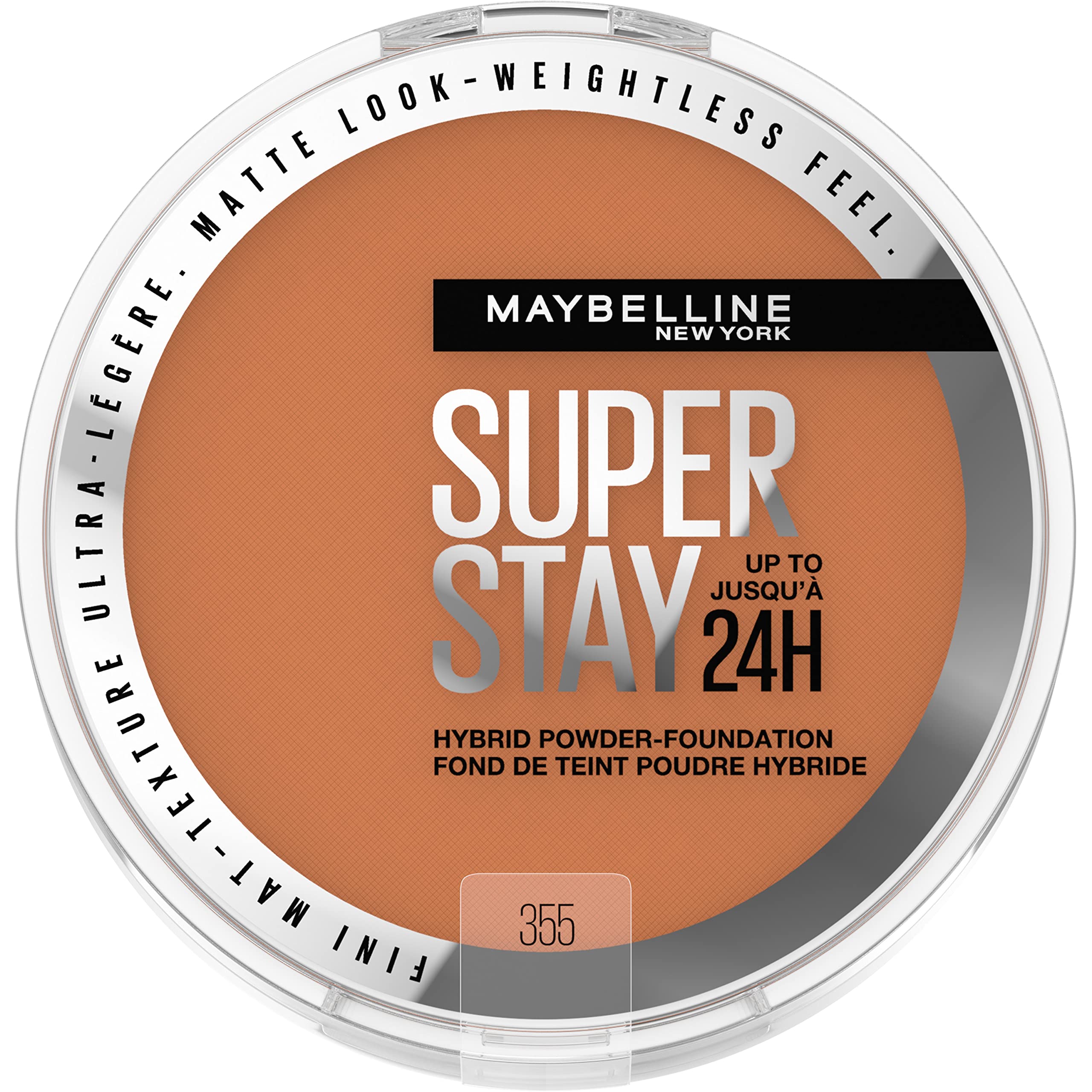 MAYBELLINE Super Stay híbrido polvo, textura ligera y cobertura duradera.