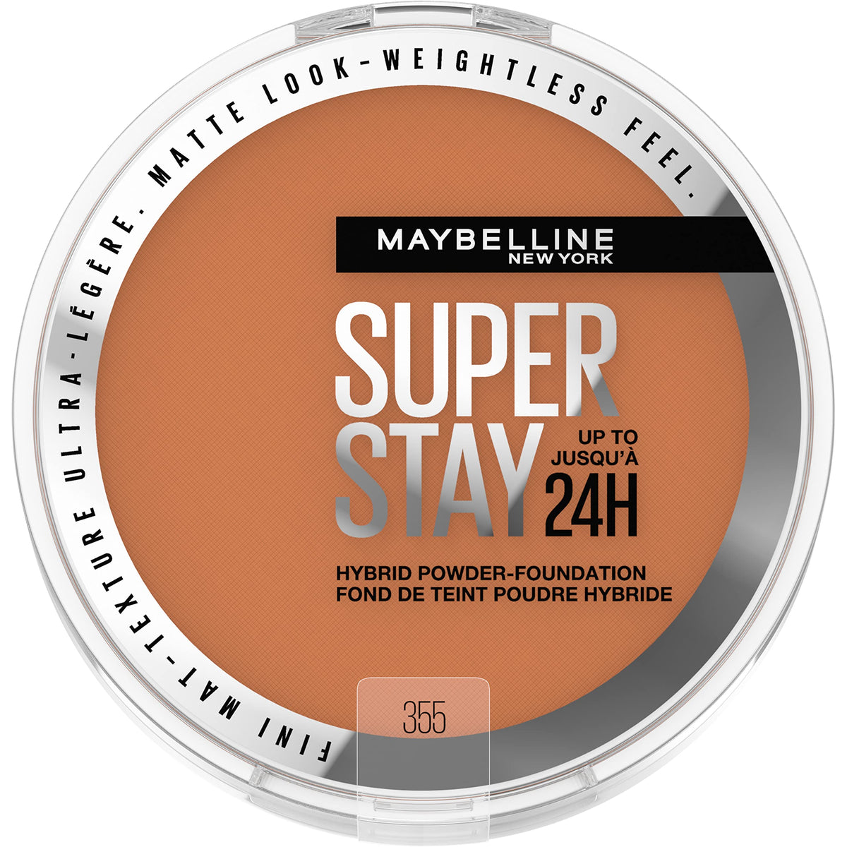 MAYBELLINE Super Stay híbrido polvo, textura ligera y cobertura duradera.