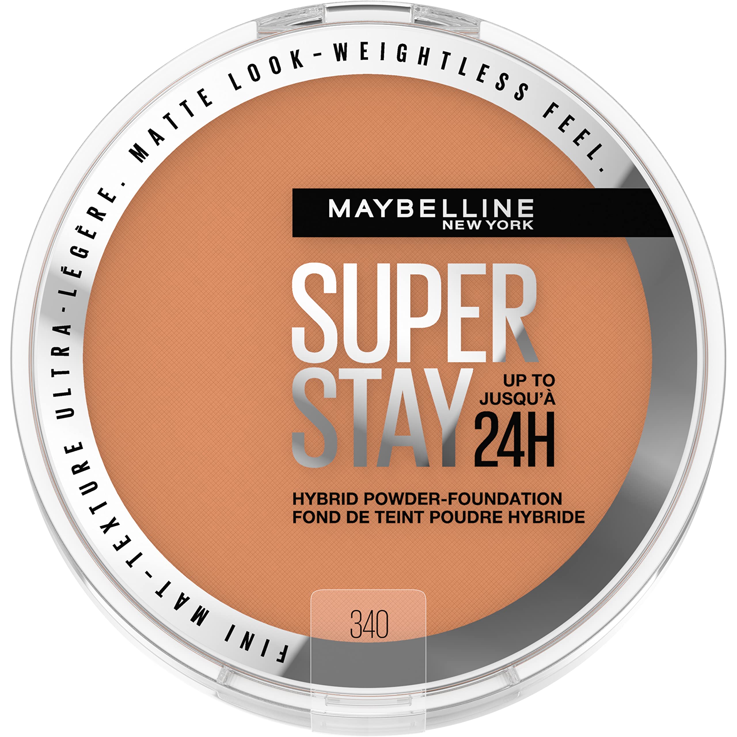 Maybelline Super Stay Hybrid Powder Foundation, aplicación suave para un acabado mate duradero.