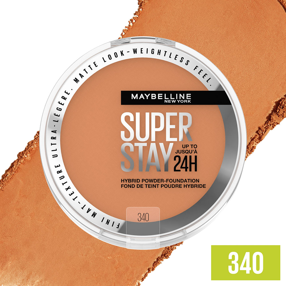Maybelline Super Stay Hybrid Powder Foundation, tono 340 para tono medio.