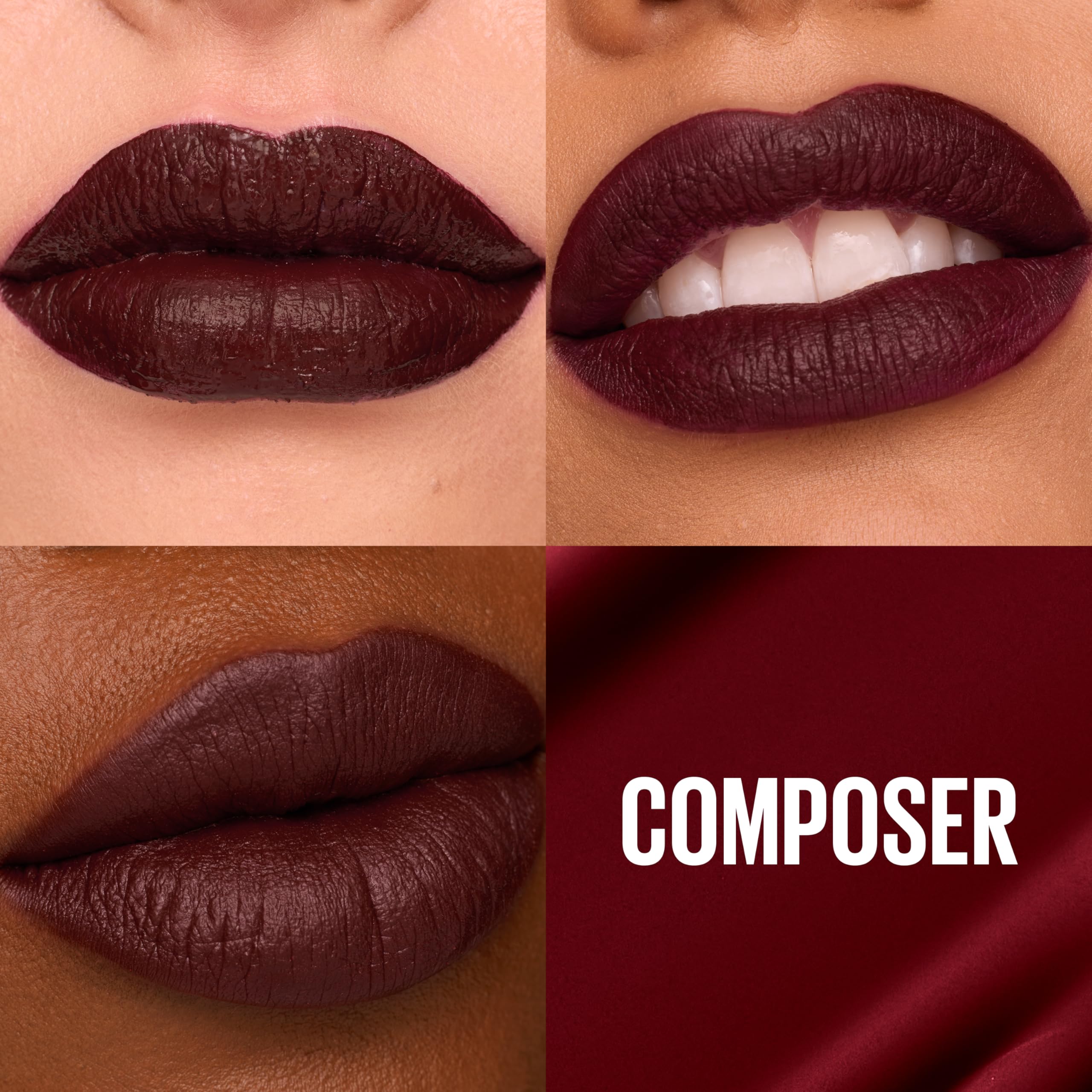 MAYBELLINE Super Stay Matte Ink tono Composer, color intenso para labios vibrantes.