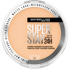 Maybelline Super Stay Polvo Híbrido en tono 312 ofrece cobertura duradera y acabado mate.