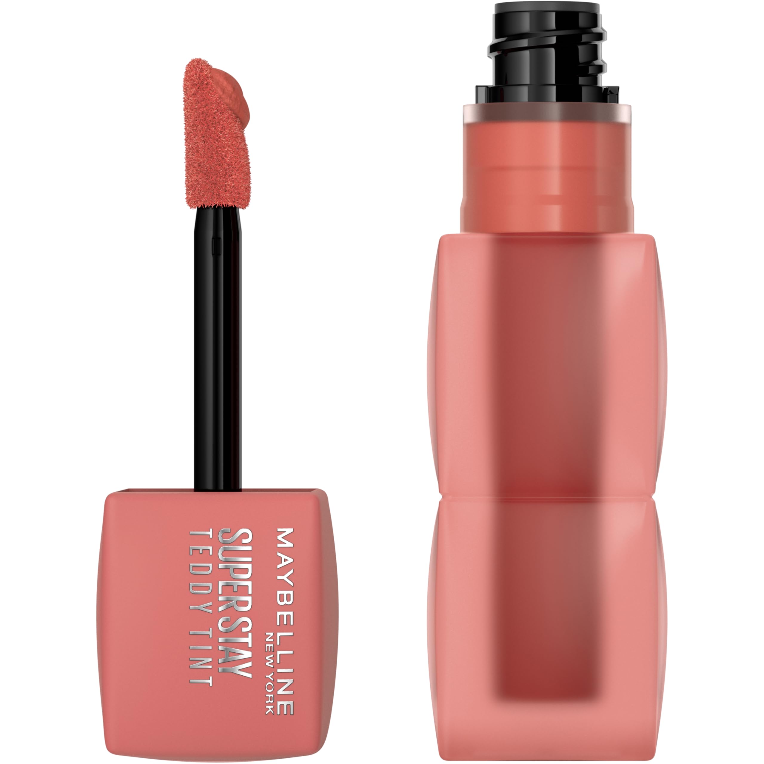 MAYBELLINE Super Stay Teddy Tint con textura aterciopelada para labios suaves y duraderos.